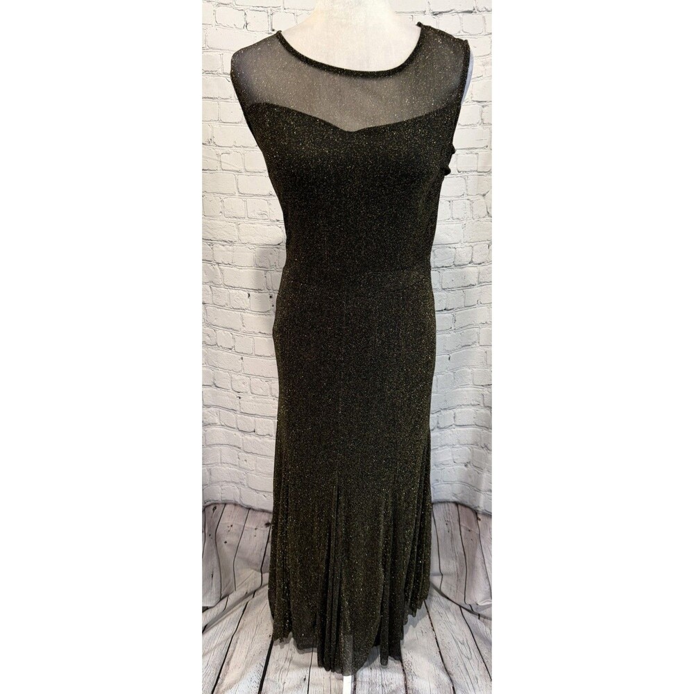 Candalite black and gold metallic sleeveless maxi formal dress Size Medium